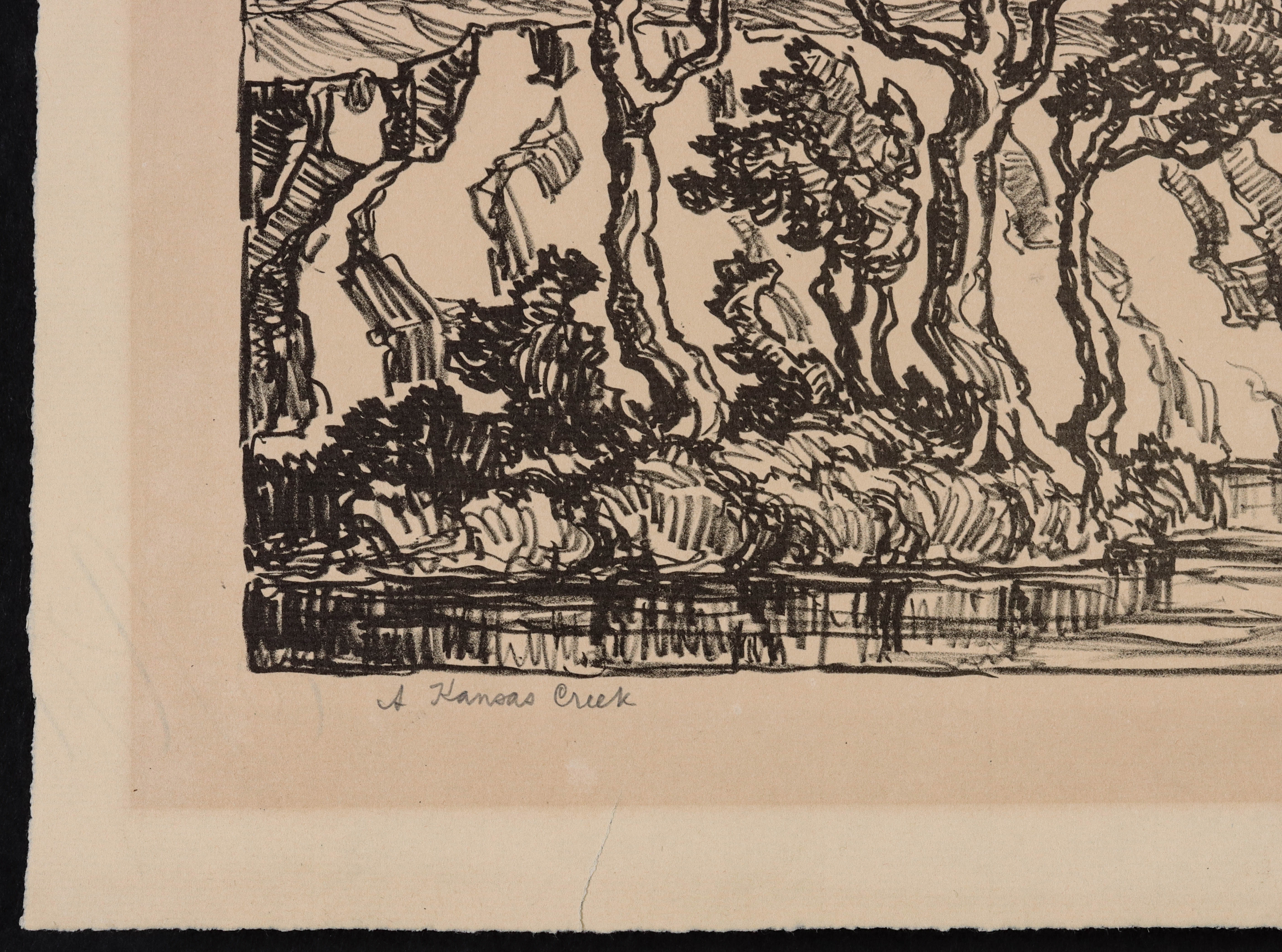 Artwork by Birger Sandzén, A Kansas Creek, Made of lithograph printed on Arches paper