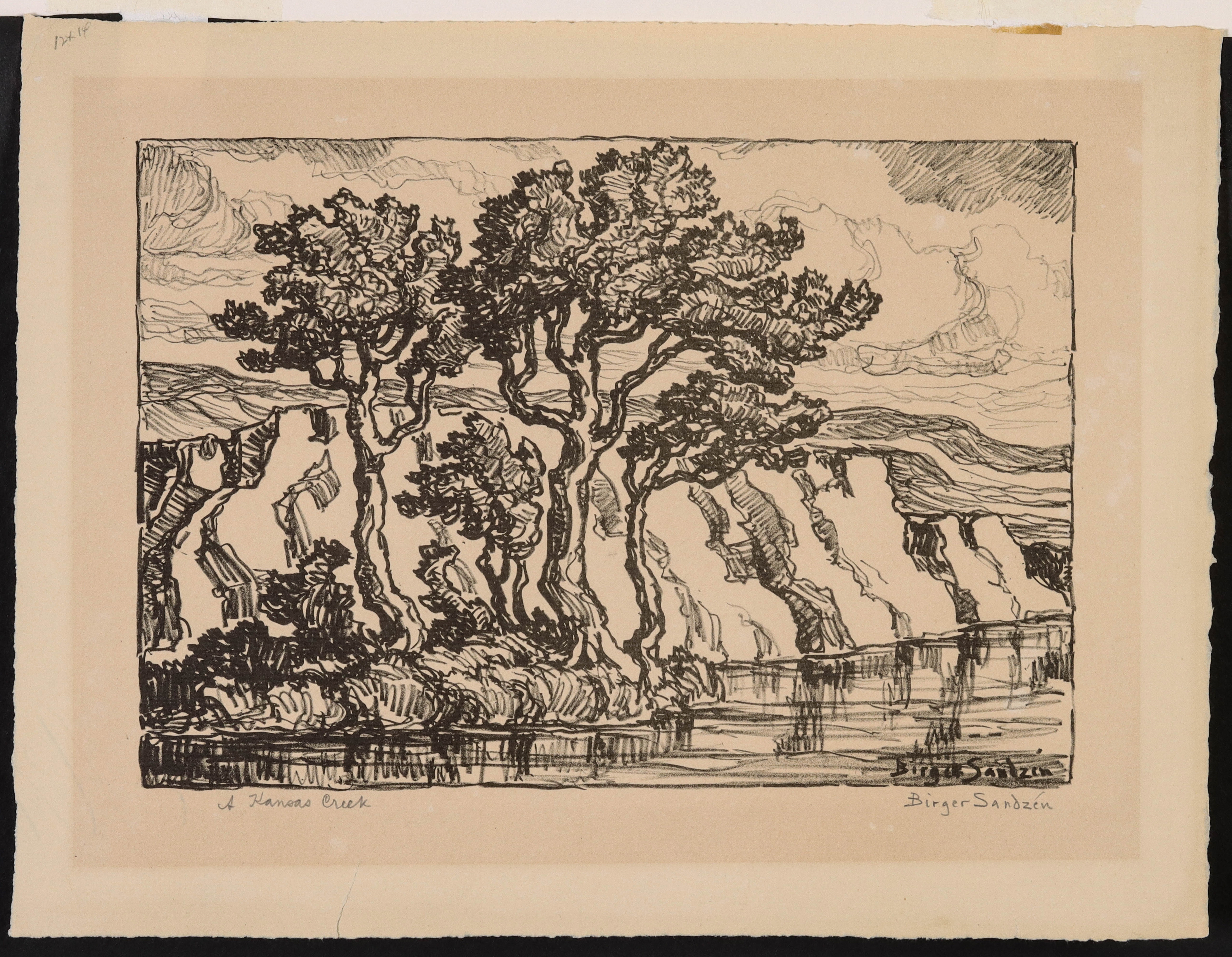 Artwork by Birger Sandzén, A Kansas Creek, Made of lithograph printed on Arches paper
