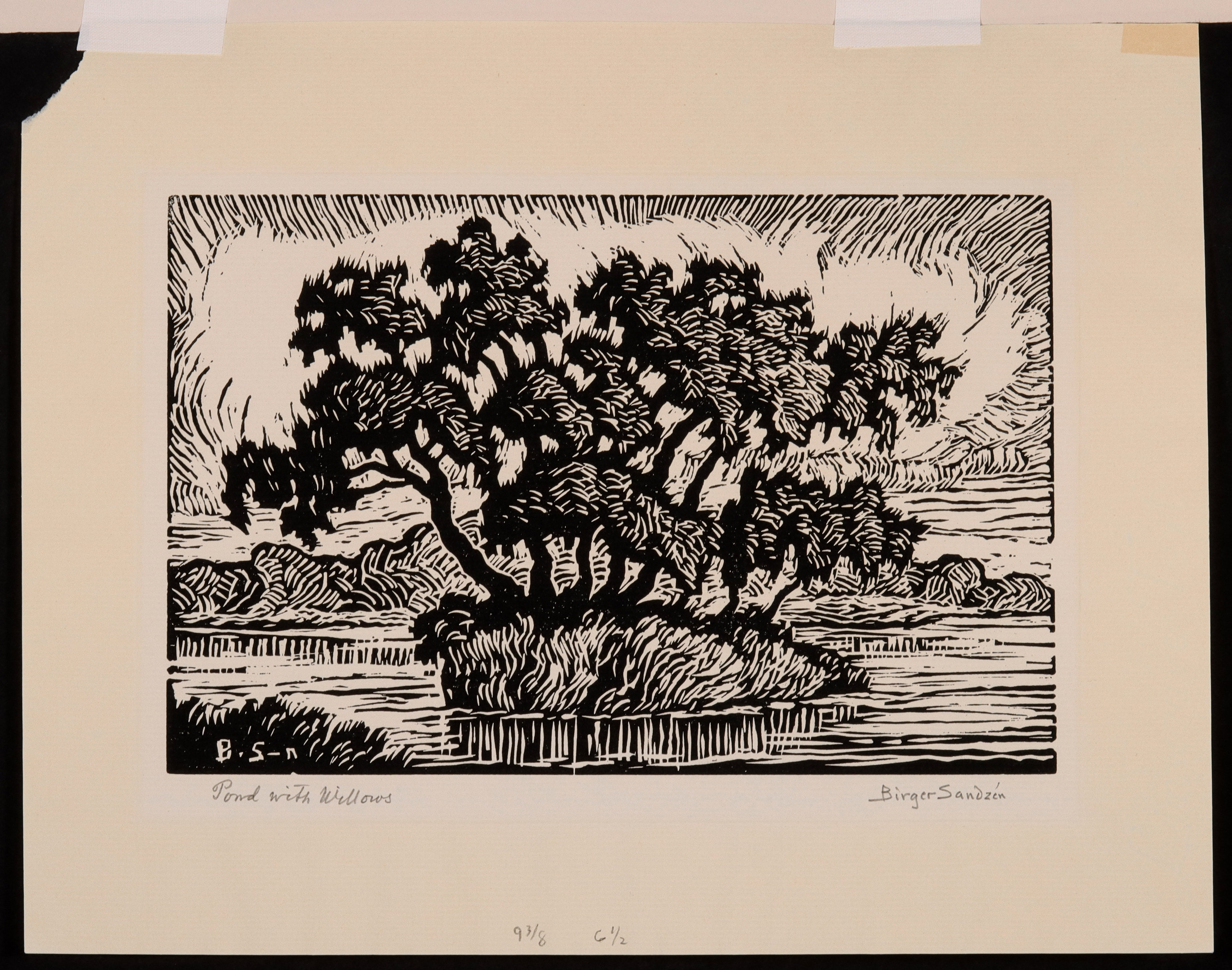 Artwork by Birger Sandzén, Pond with Willows, Made of LINOCUT