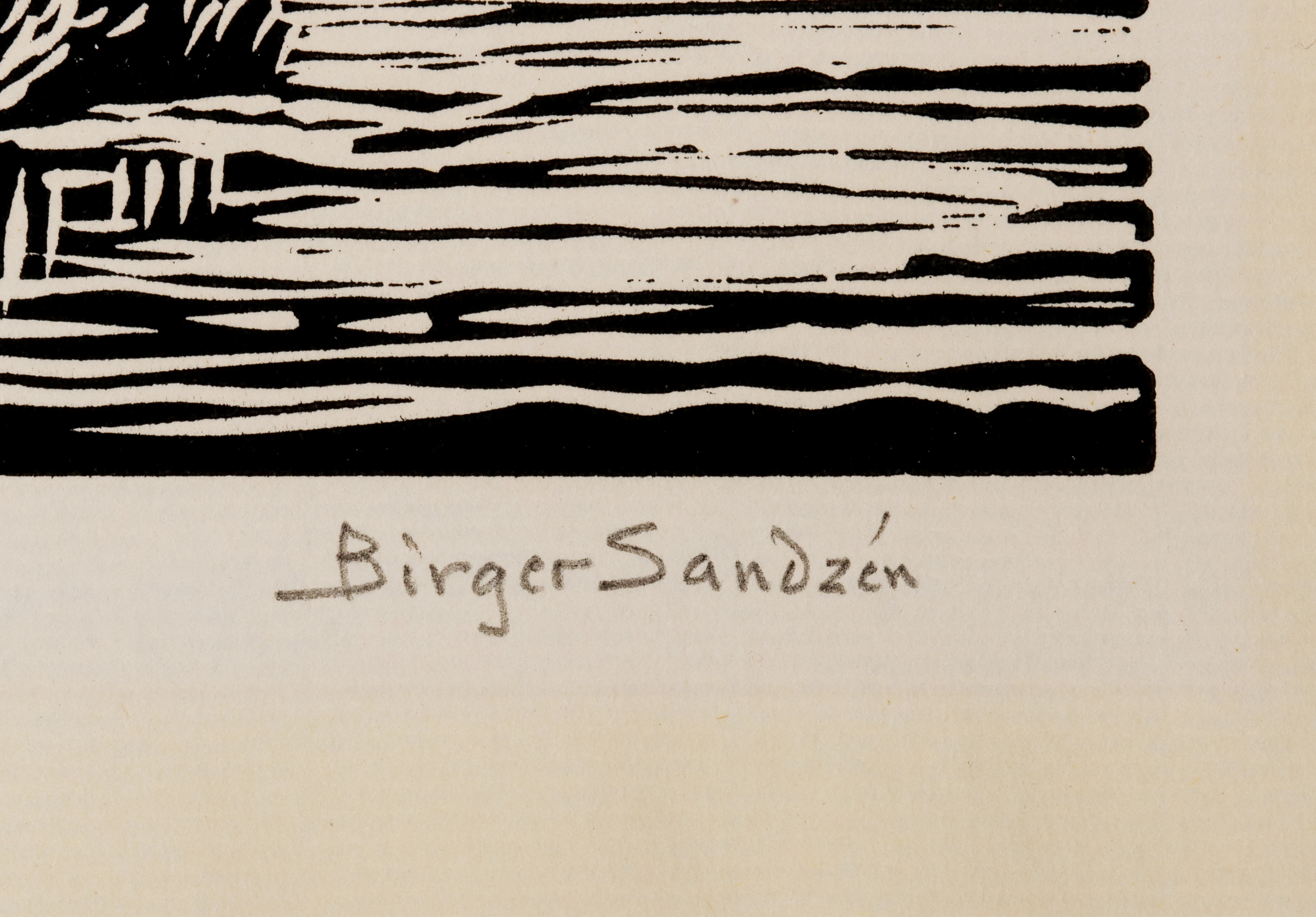 Artwork by Birger Sandzén, Pond with Willows, Made of LINOCUT