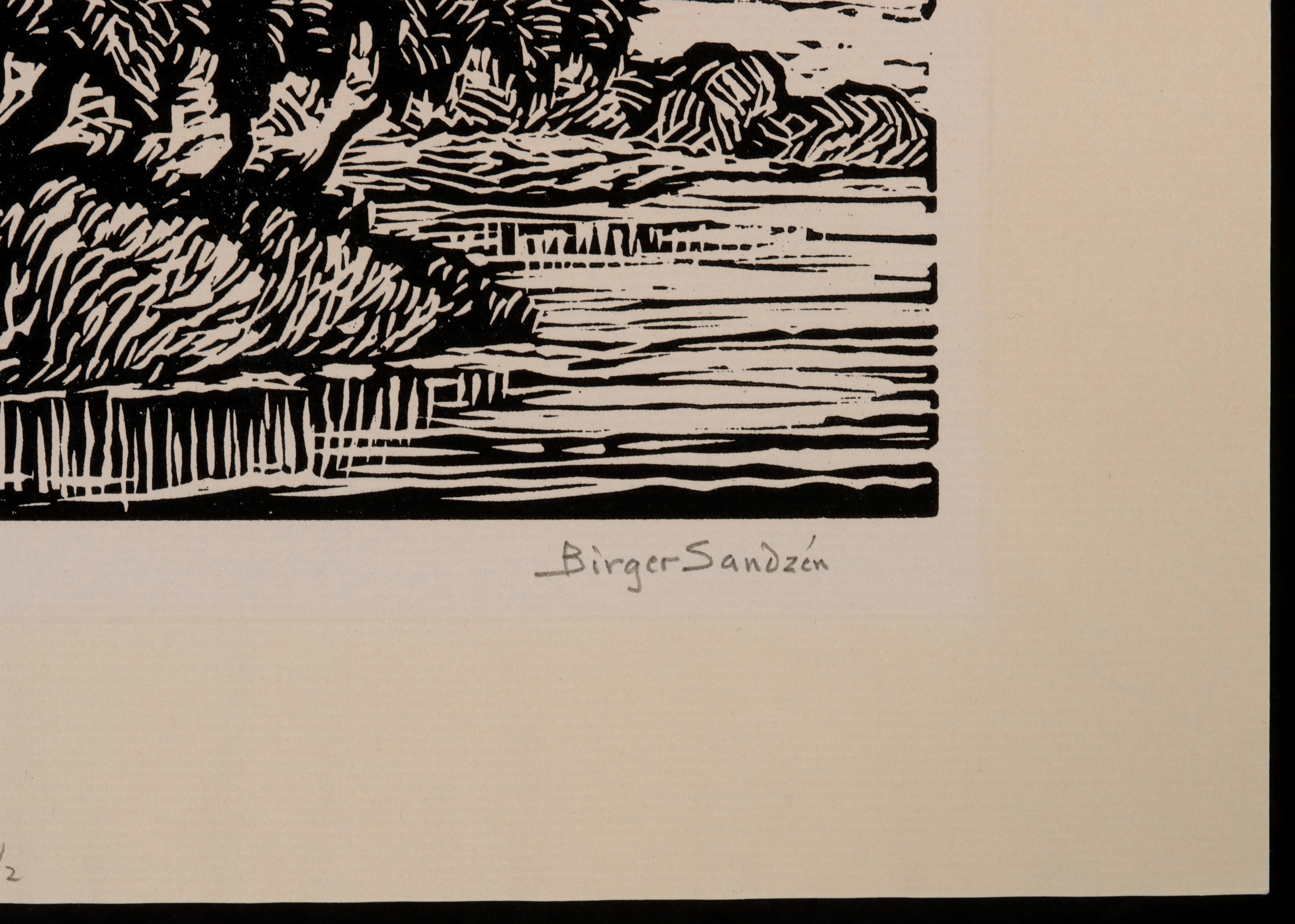 Artwork by Birger Sandzén, Pond with Willows, Made of LINOCUT