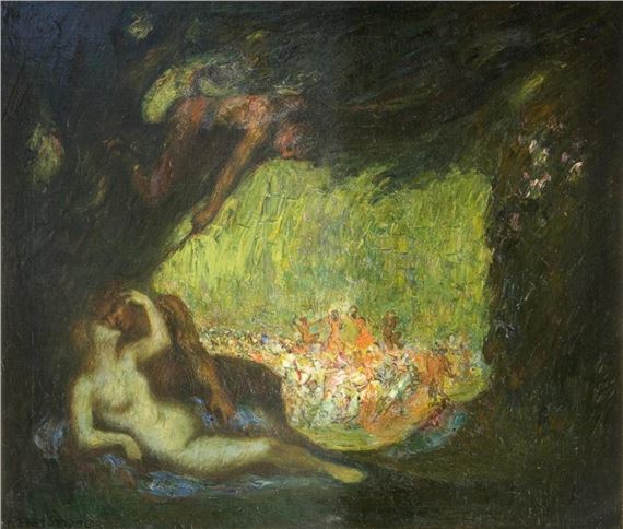 Bacchanal with lovers by Adolf Frey-Moock