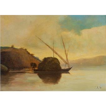 'Rentrée des foins sur le lac Léman' - Jean Samson Guignard