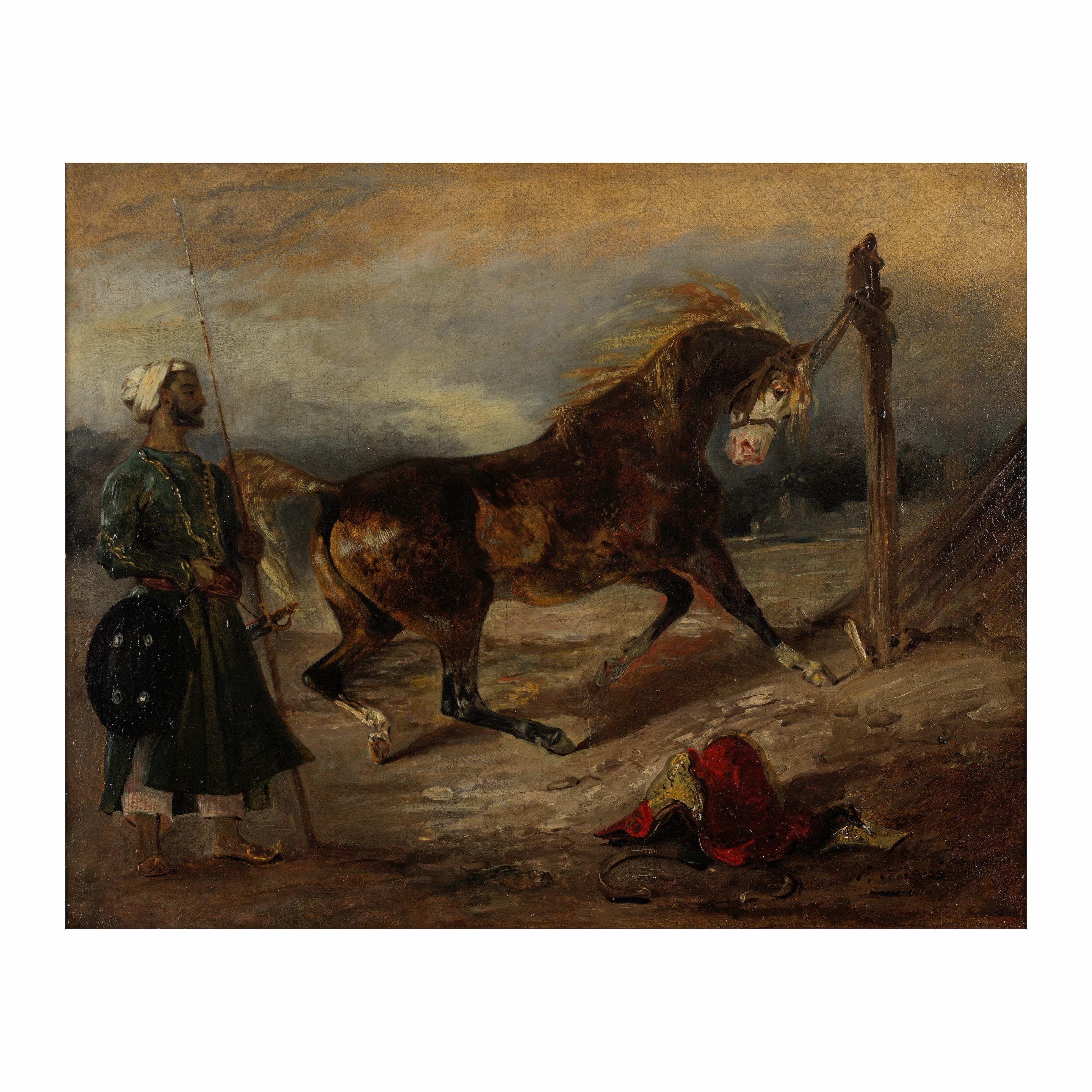 Artwork by Eugène Delacroix, Cheval arabe attaché à un piquet, Made of oil on canvas