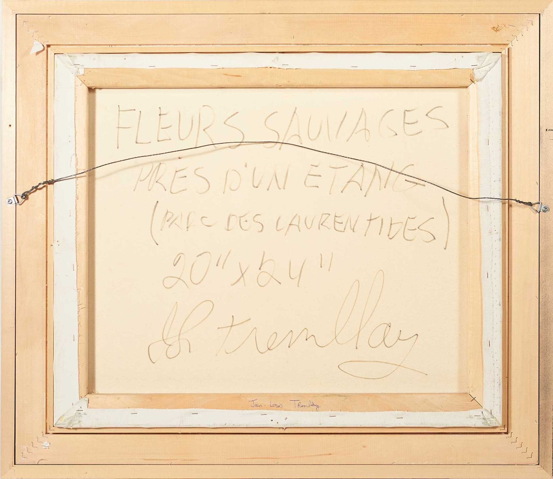 Artwork by Louis Tremblay, Fleurs sauvages près d'un étang, Made of Oil on canvas