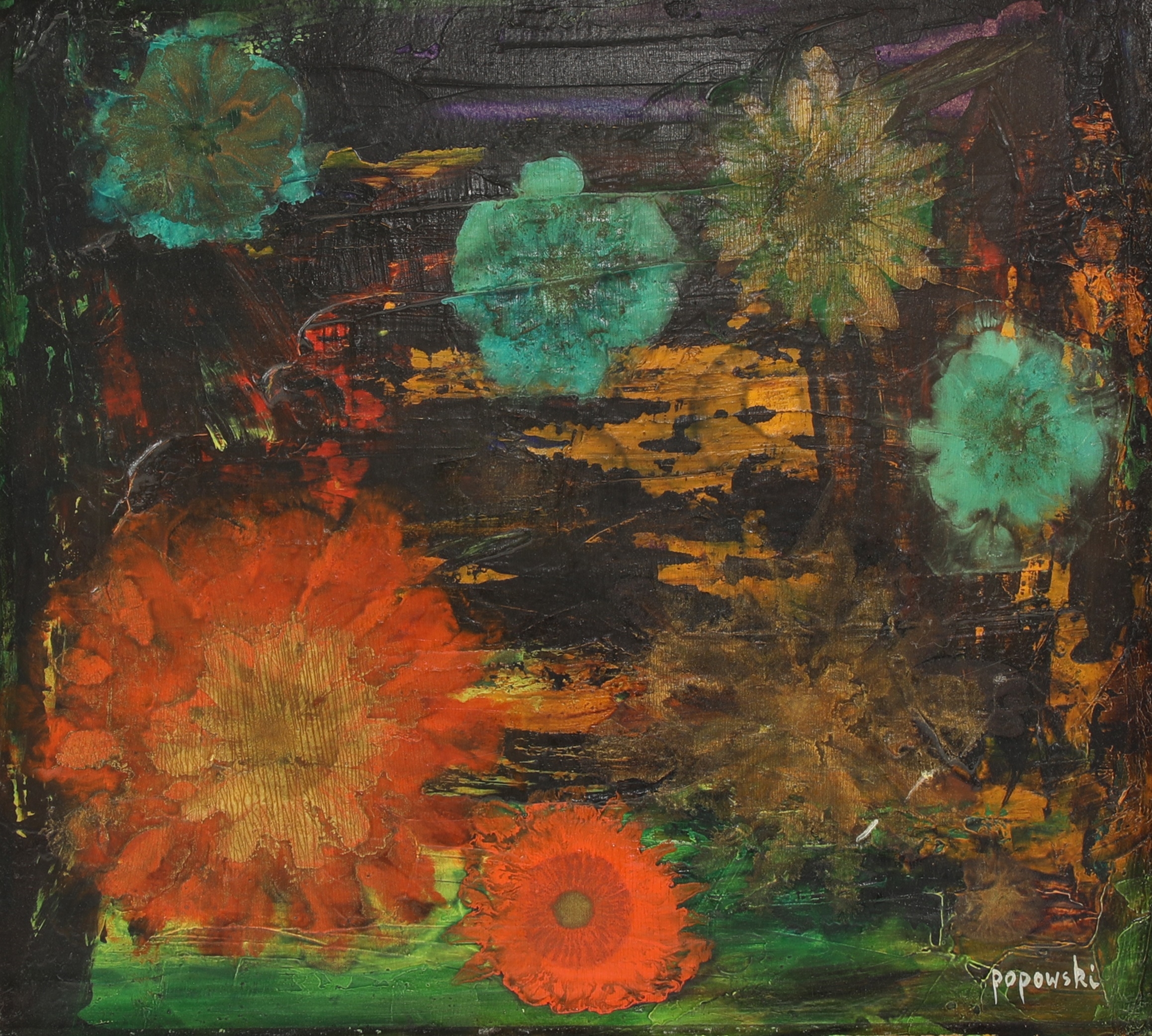 Stella Popowski | Red green and gold flowers (1931) | MutualArt