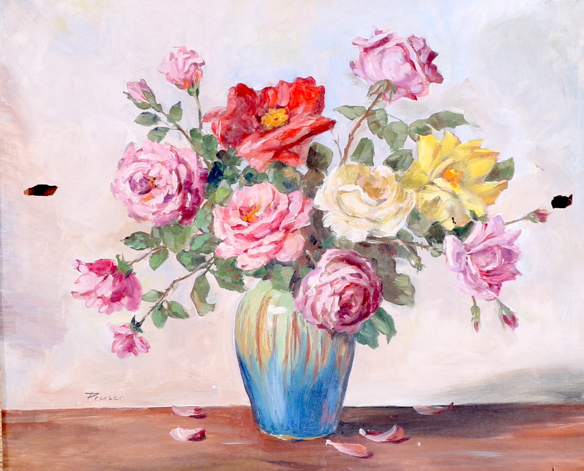 Artwork by Pruser, ROSES STILL LIFE, Made of oil on canvas