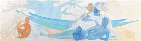 18 x 60 cm History: project for the fresco of the post office of Dakar, inaugurated by Léopold Sédar Senghor in 1947/1948 - Myrto Debard