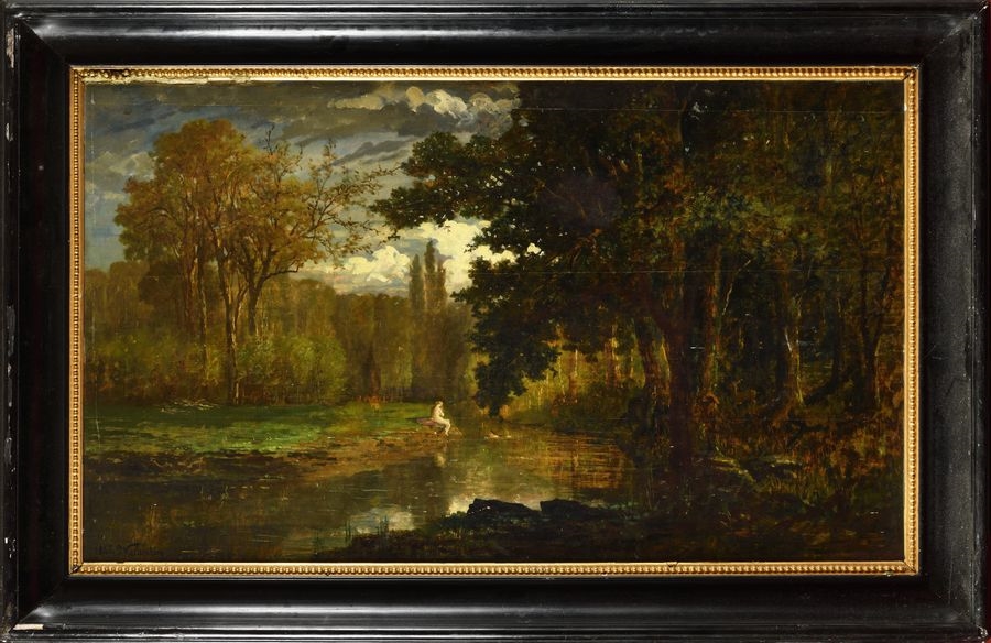 Artwork by Paul Valantin, Bather in the forest, Made of Oil on panel