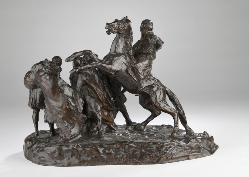 Théodore Riviere | Arab rider pushing aside the crowd of the Entrance ...