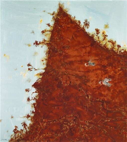 Galah's against hillside by John Olsen