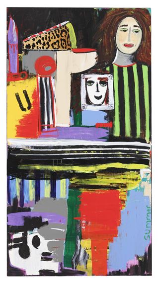 Portrait of a Woman in Green Stripes by Donna Summer