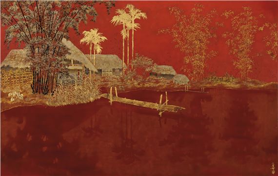LE VILLAGE AU BORD DE L'EAU by Pham Hau, circa 1950