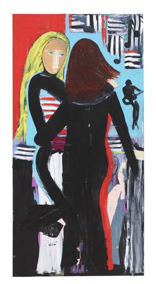 Two Women with Guitarist