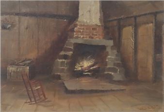 Fireplace scene - Louis C. Ewer
