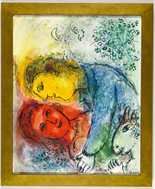 Marc Chagall | Amoureux en rouge et jaune (1981) | MutualArt