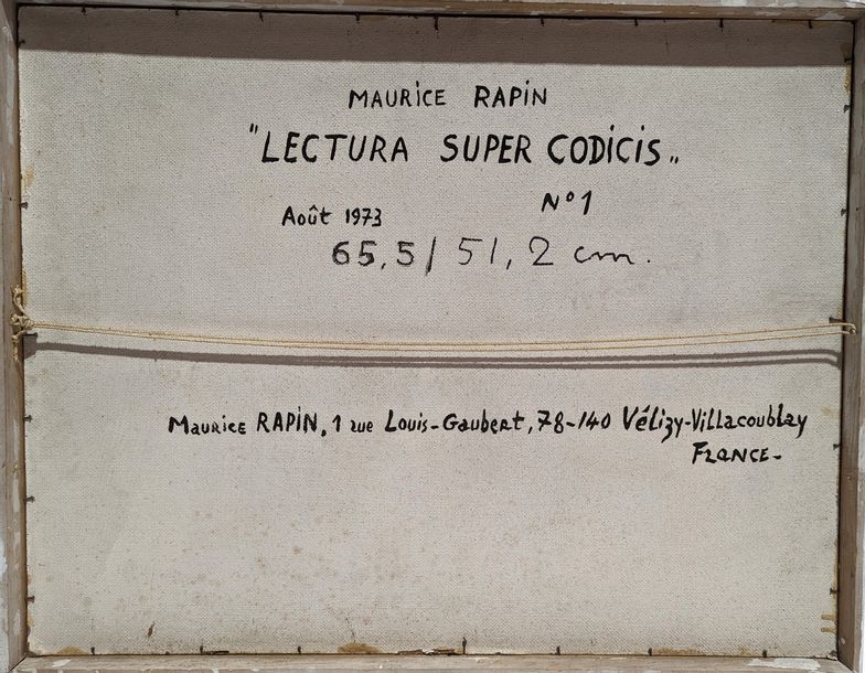 Maurice Rapin | Lectura super codicis n°1 (1973) | MutualArt