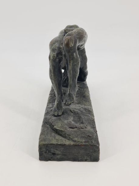 Artwork by Emmanuel Arredondo, Nude man in contortion, Made of Bronze with green patina