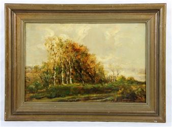 Herbstliche Landschaft mit Birken in impressionistischer Malweise - Martin Peter Georg Feddersen