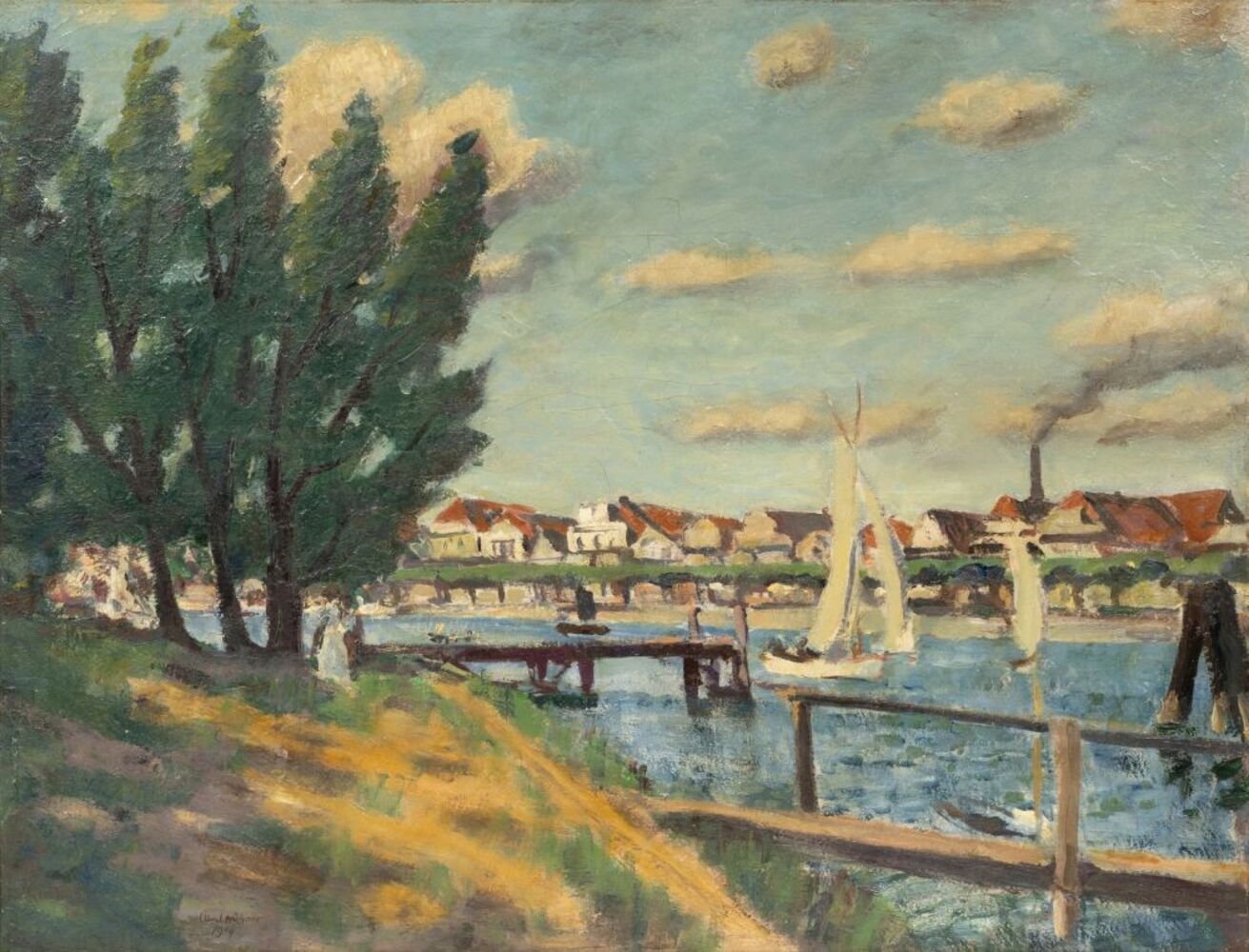 Ulrich Hübner | Fishermen's Houses on the lower Trave (1919) | MutualArt