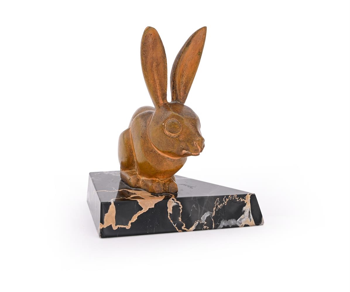 Alfred Jorel A BRONZE MODEL OF A SEATED RABBIT (Early 20th Century