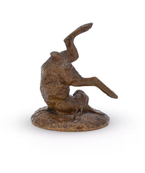 A BRONZE GROUP OF A SUMMERSAULTING HARE by Charles Paillet, LATE 19TH CENTURY