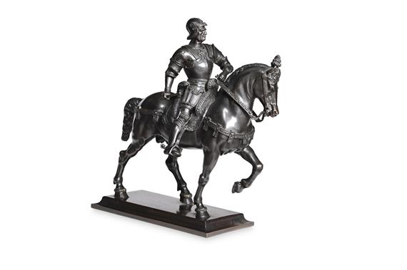 AN EQUESTRIAN BRONZE OF BARTOLOMEO COLLEONI by Andrea del Verrocchio, 19TH CENTURY