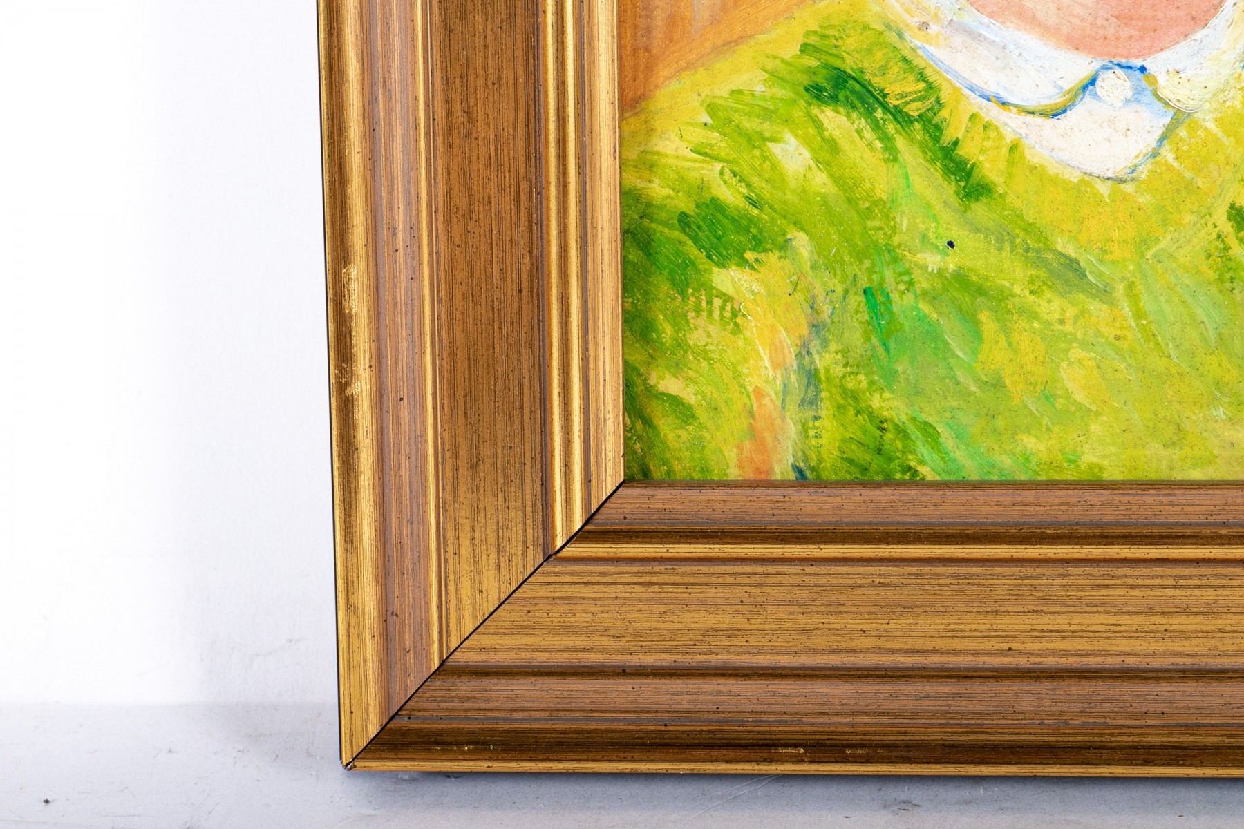 Artwork by Andre Simon, "Le Garcon dans un chandail vert" (the boy in a green sweater), Made of oil on board