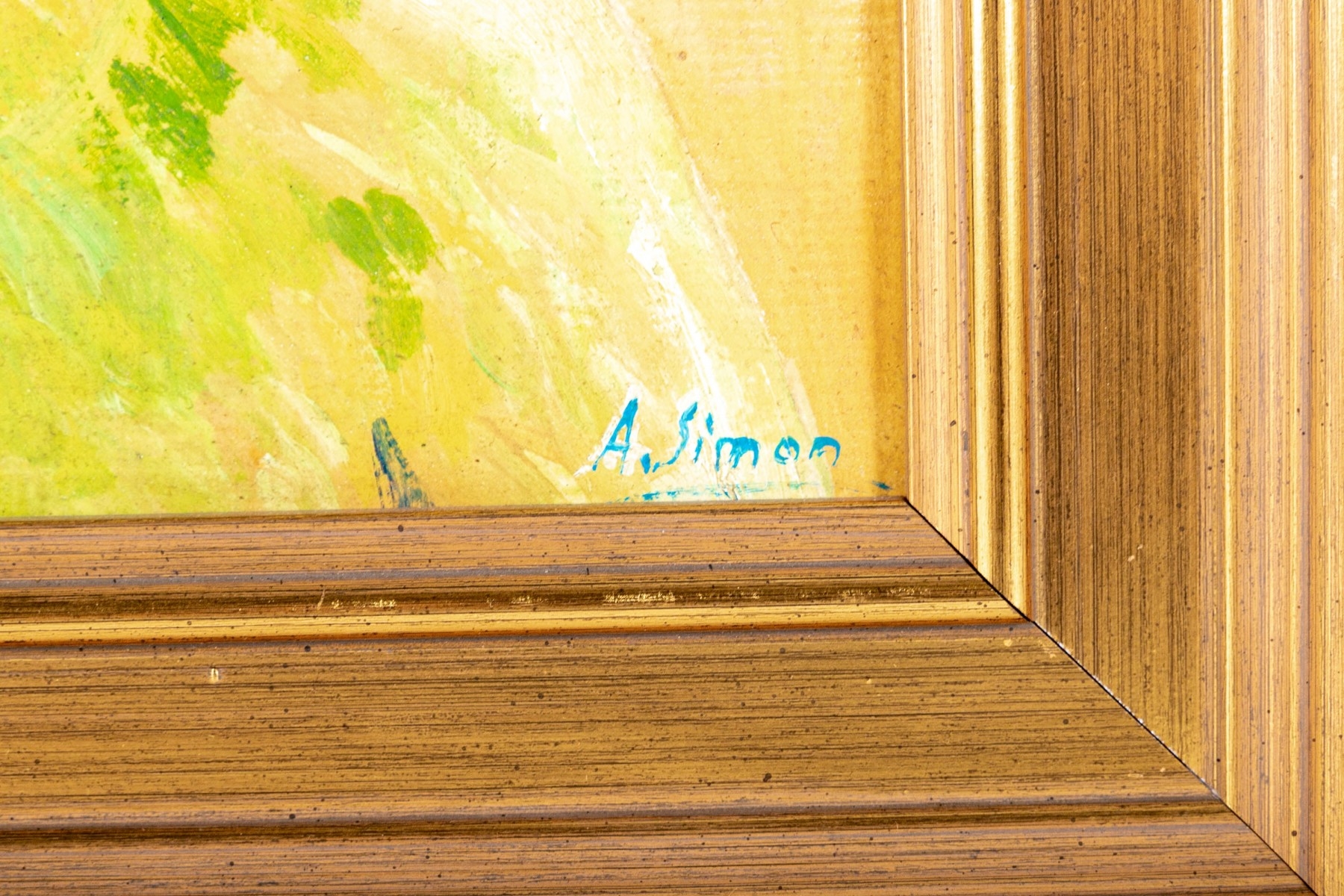 Artwork by Andre Simon, "Le Garcon dans un chandail vert" (the boy in a green sweater), Made of oil on board