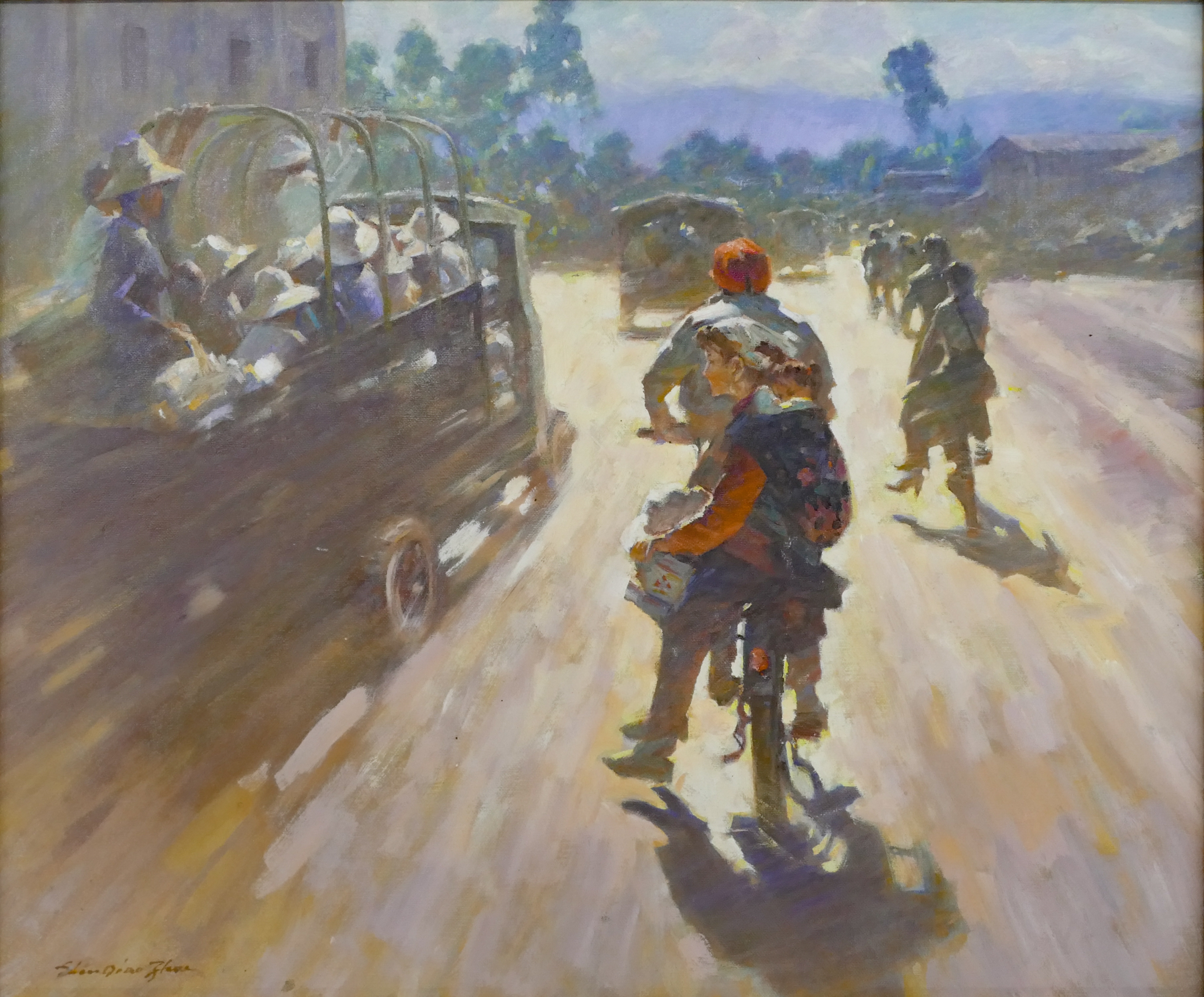 Artwork by Shu Qiao Zhou, A Ride Through Town, Made of Oil on Canvas