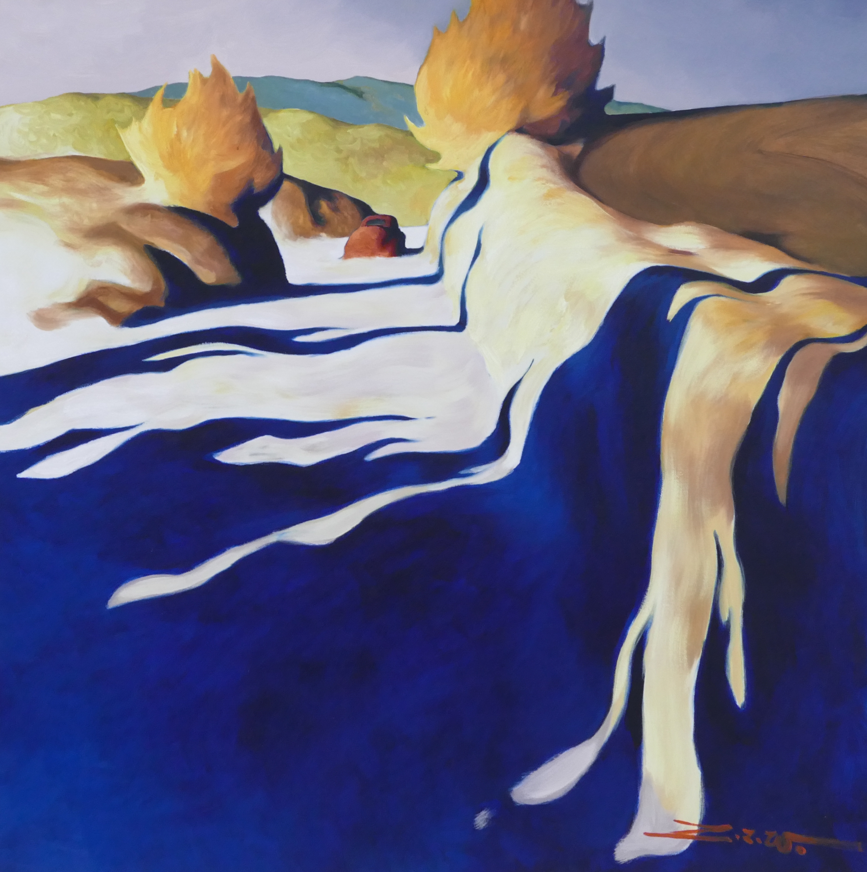 Artwork by Z.Z. Wei, Red Car (Shadows) 2003, Made of Oil on Canvas