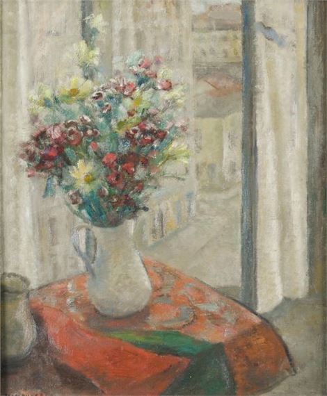 Fleurs devant la fenêtre by Marcelle Grata