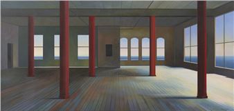 Interior with Red Columns - Jerzy W. Michalski