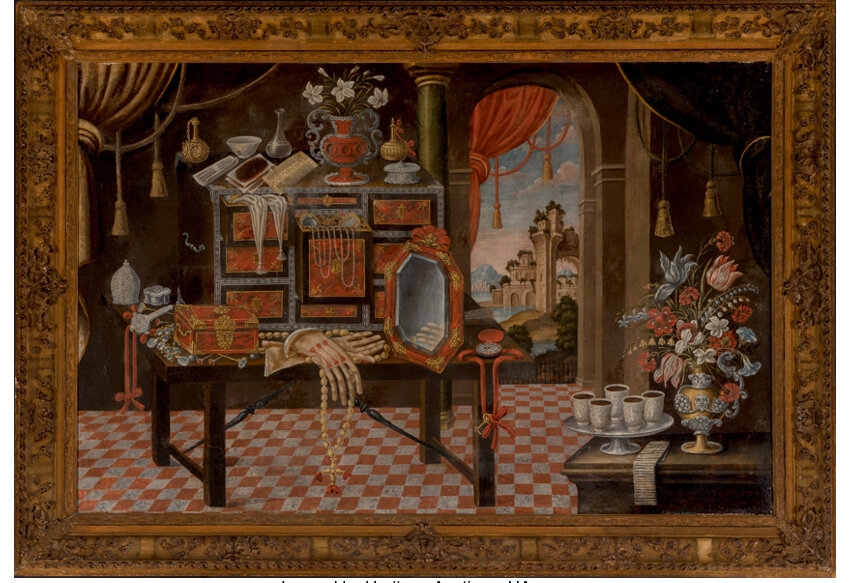 Spanish School, 17th Century | Interior with lavish vanity and the ...
