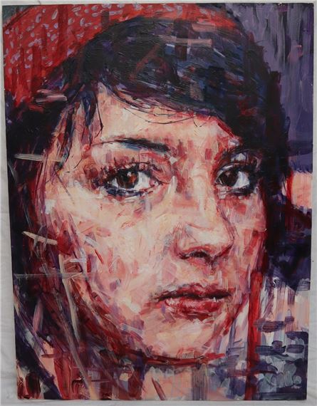 Head portrait of a young lady looking outwards by Liam O'Connor