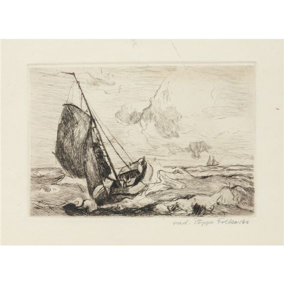 Bojer - Segelboot mit Seitenschwertern in rauher See by Poppe Folkerts