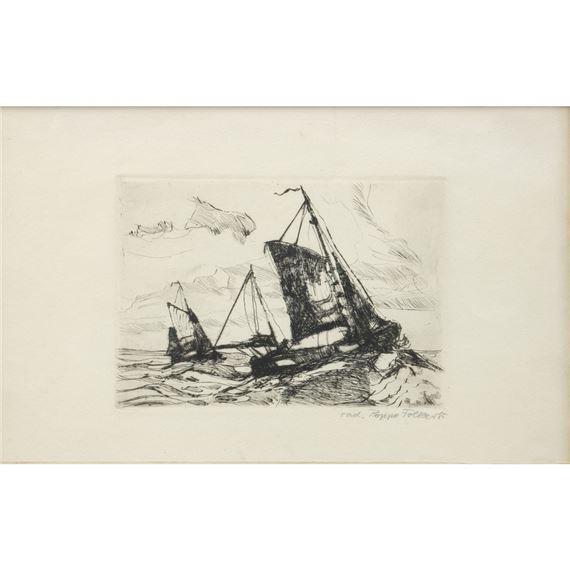 Zwei Segelboote auf bewegter See by Poppe Folkerts