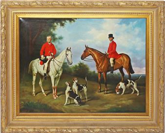 Parforcereiter mit drei Hunden - T. Fillans