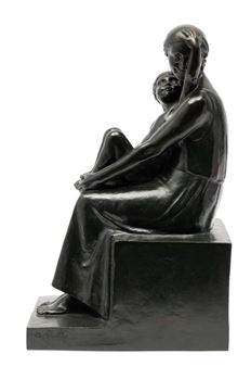 A mother holding a child, who is seated on her lap - Alfred Muller