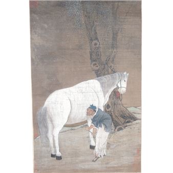 PAINTED CHINESE SCROLL - Han Gan