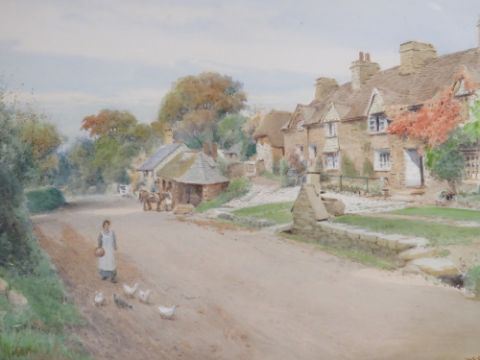 A West country village scene by William Edwards Croxford