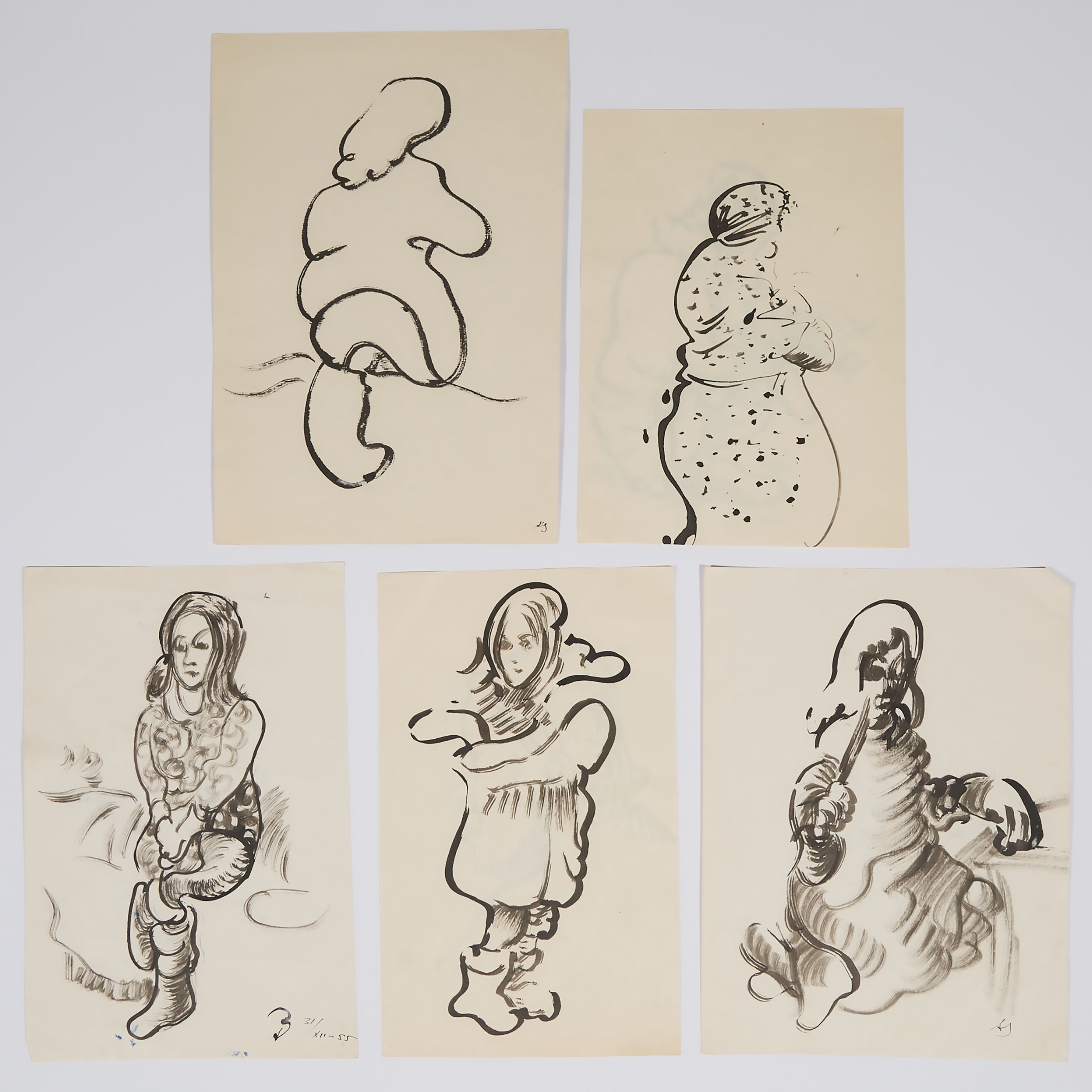 Anatoly Zverev | FIVE FIGURE STUDIES, CIRCA 1950-1960 | MutualArt