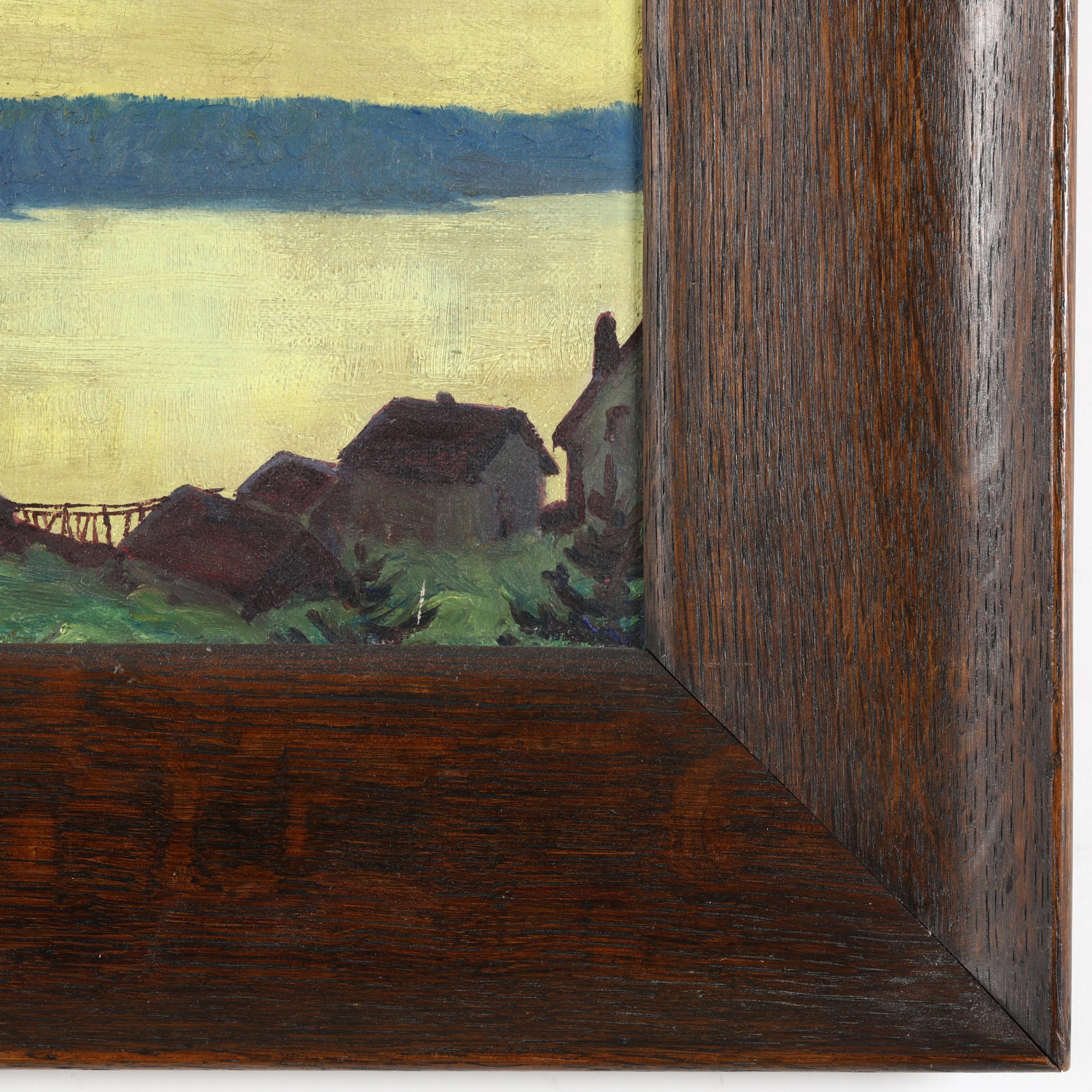 Artwork by Charles Edwin Kinkead, Sunset Lake Scene, Made of Oil on canvas board