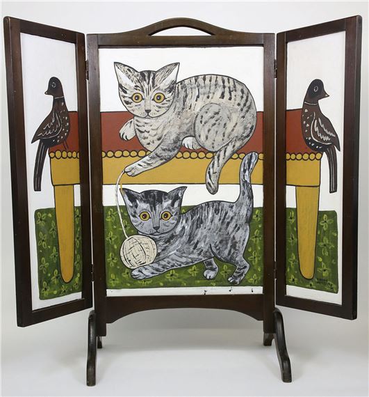 Two kittens and two birds