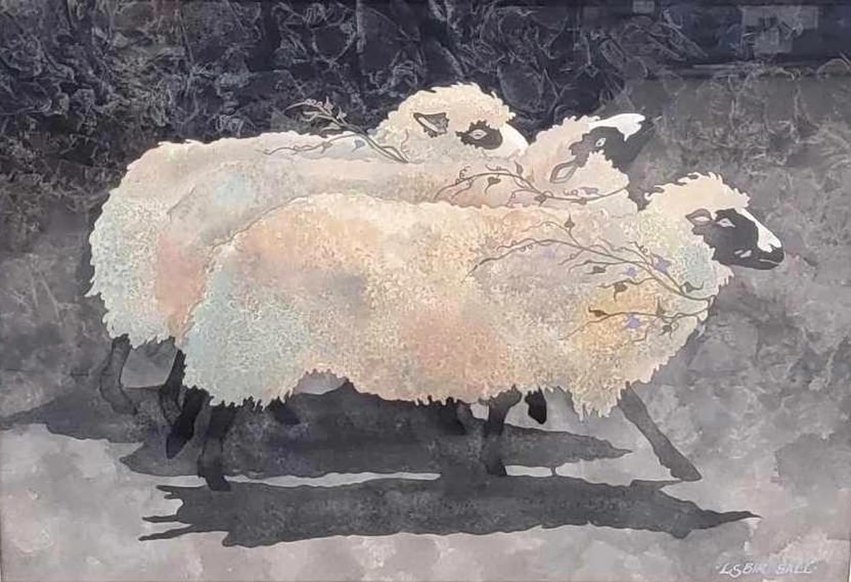 Artwork by Lynn S. Birdsall, Sheep, Made of watercolor