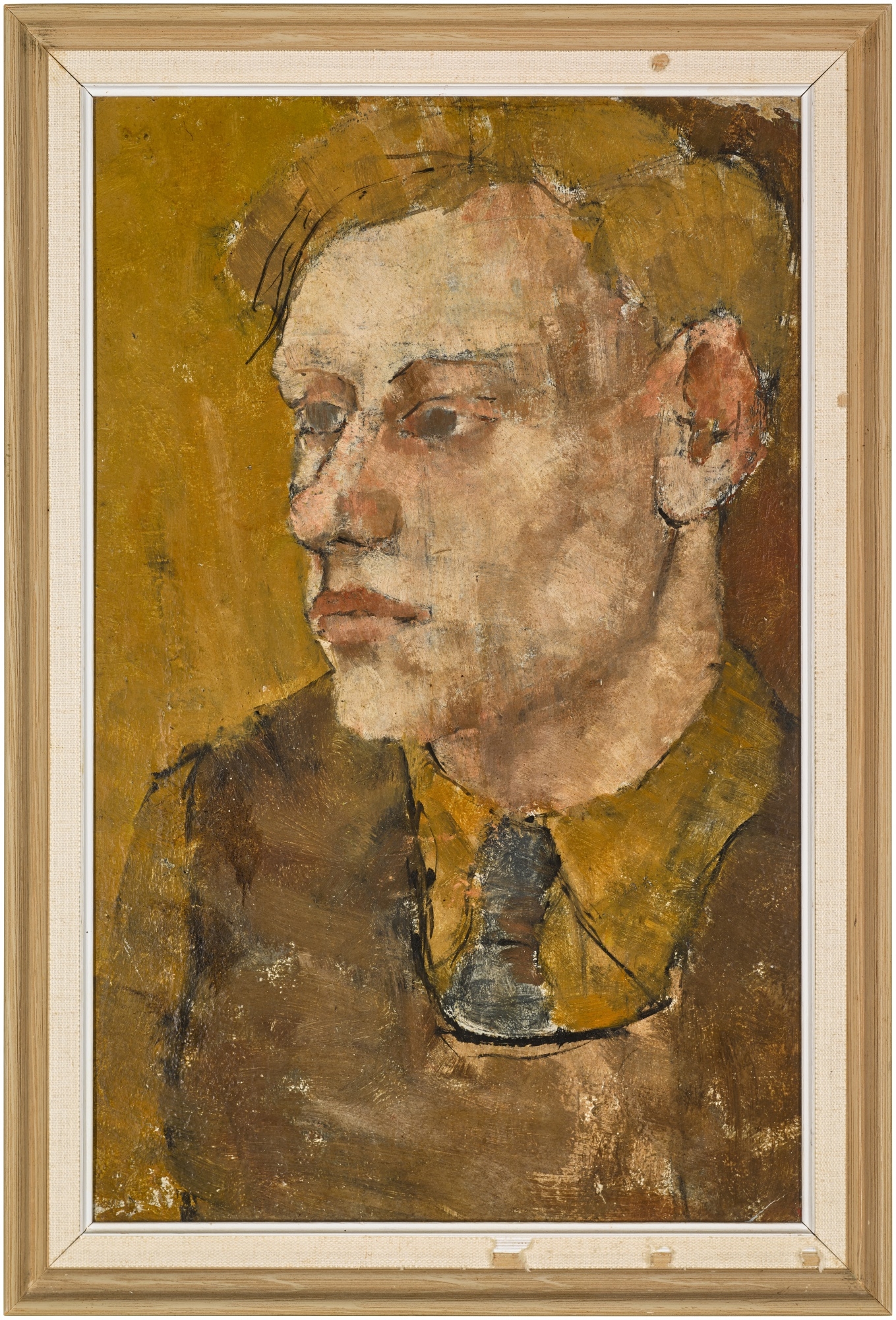 Artwork by Euan Uglow, Portrait of Roy Gentry, Made of oil on board