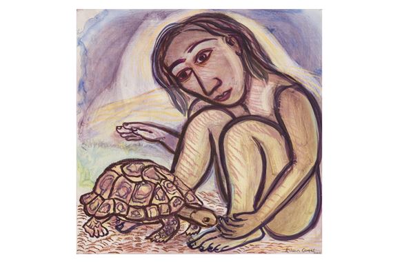 Woman with Tortoise by Eileen Cooper, 2002