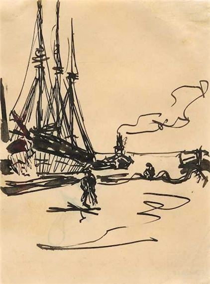 In the harbour by Ernst Ludwig Kirchner, Circa 1908