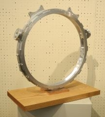 Artwork by Darcy Gould, Untitled, Made of Aluminum ,Copper & Oak Plinth