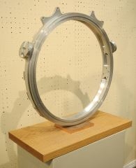 Artwork by Darcy Gould, Untitled, Made of Aluminum ,Copper & Oak Plinth